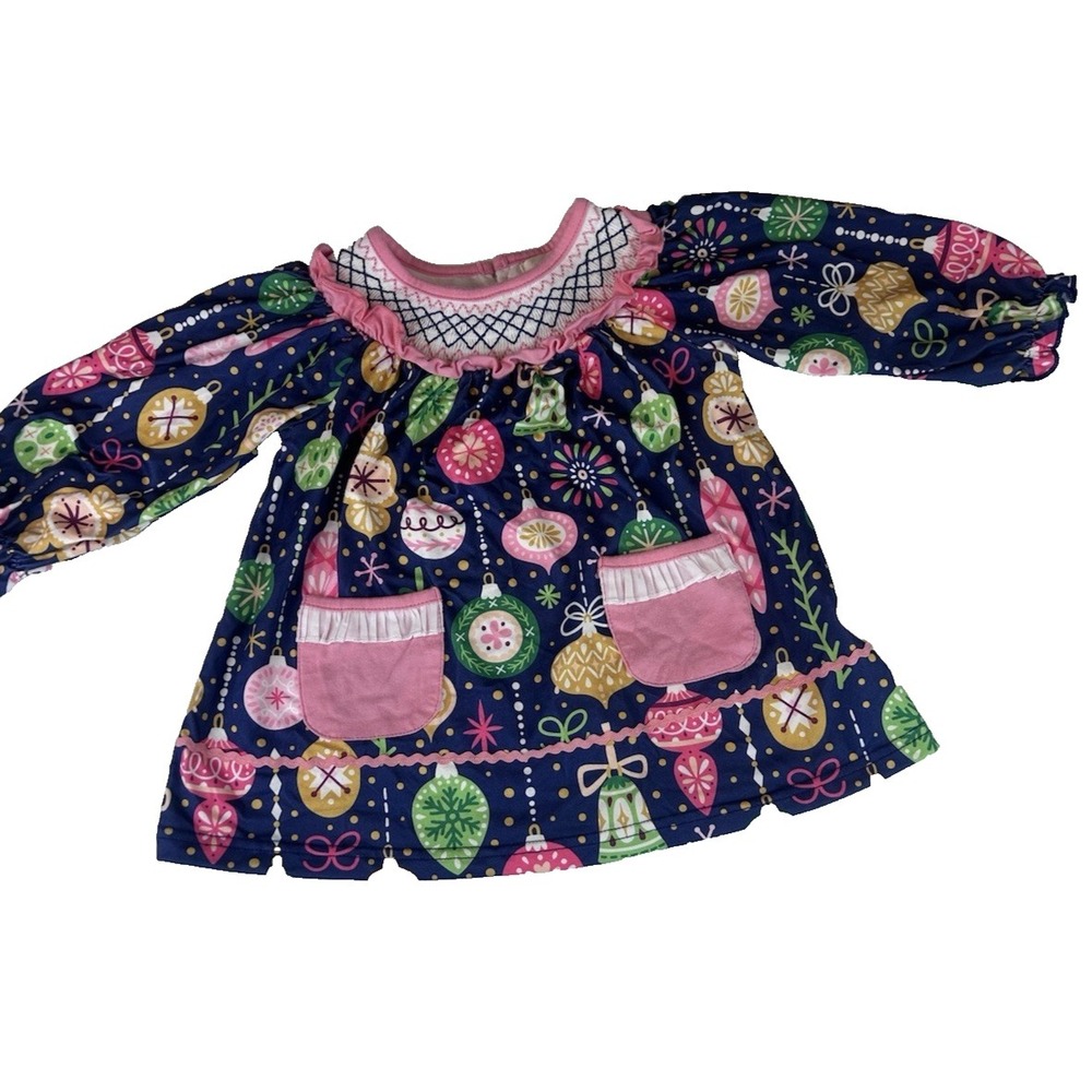 Set of 2 Marie Nicole Christmas Boutique Holiday l Embroid Smocked  S 6-12 month